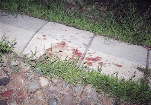 昨日，事发道路旁仍留有斑斑血迹。目击者称，一名女孩被撞出至少5米远。